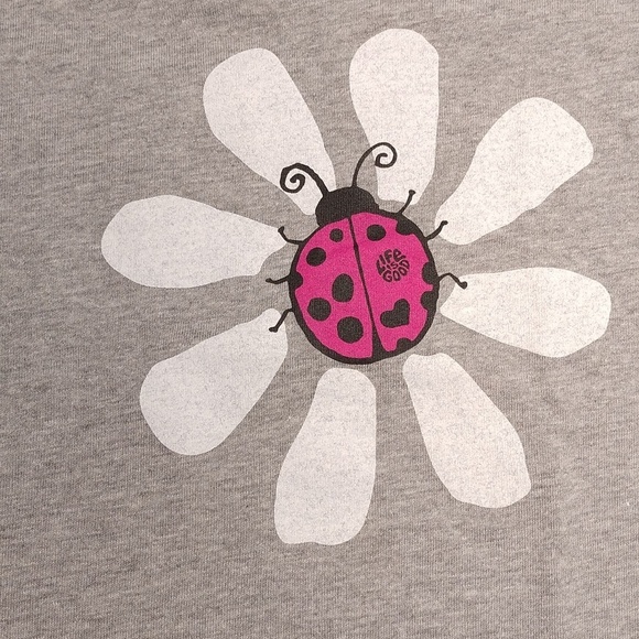 Life Is Good Womens Ladybug Design V Neck T Shirt Size Medium - Picture 2 of 8